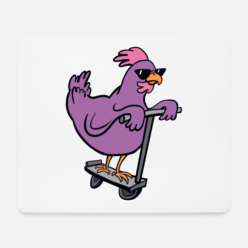 Scooter Huhn - Mousepad (Querformat) - Weiß