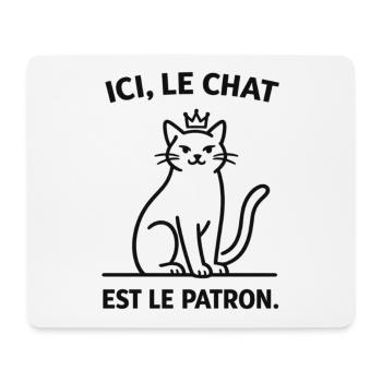  Ici Le Chat Est Le Patron - Tapis de souris (format paysage) - blanc - Devant