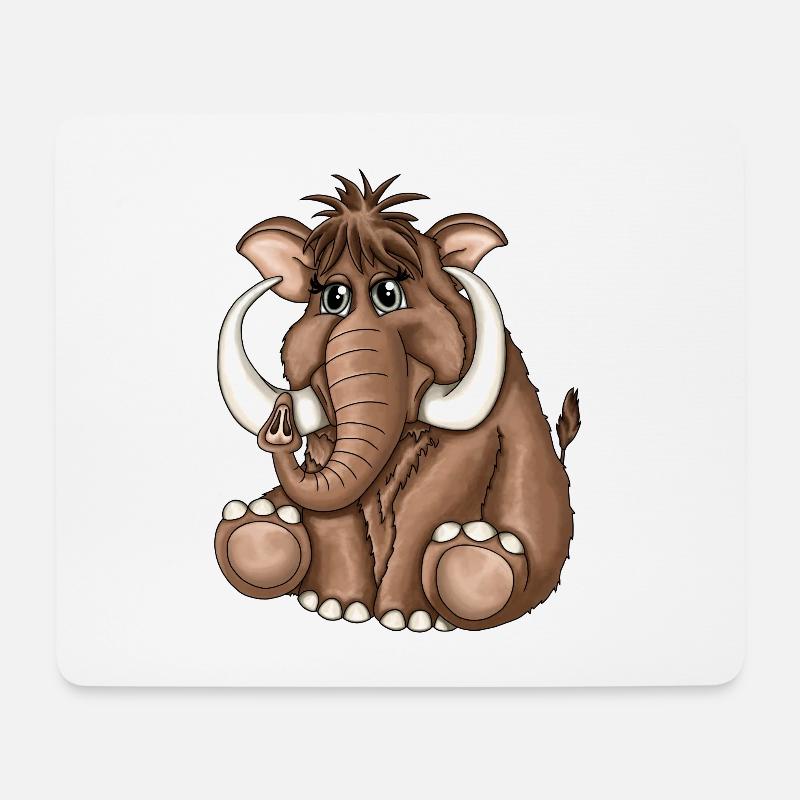 Süßes flauschiges Mammut Steinzeit - Mousepad (Querformat) - Weiß