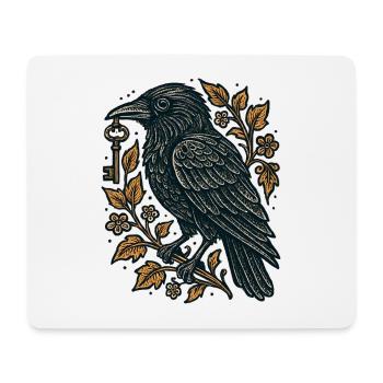 Raven with Key and Foliage - Mouse Pad (horizontal) - white - Front