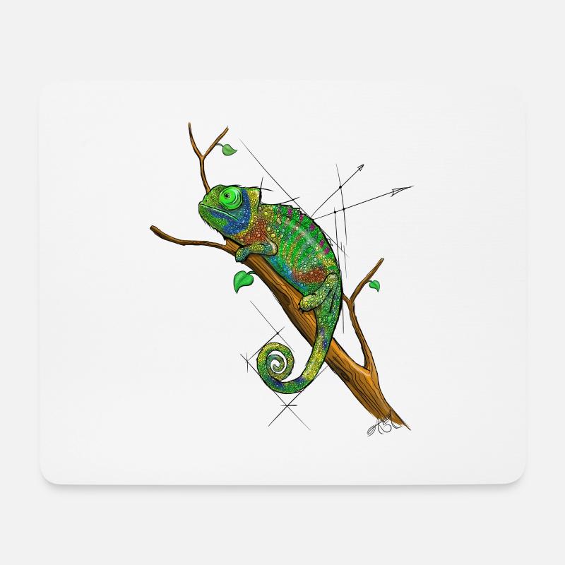 Chamaeleon drawing - Mouse Pad (horizontal) - white