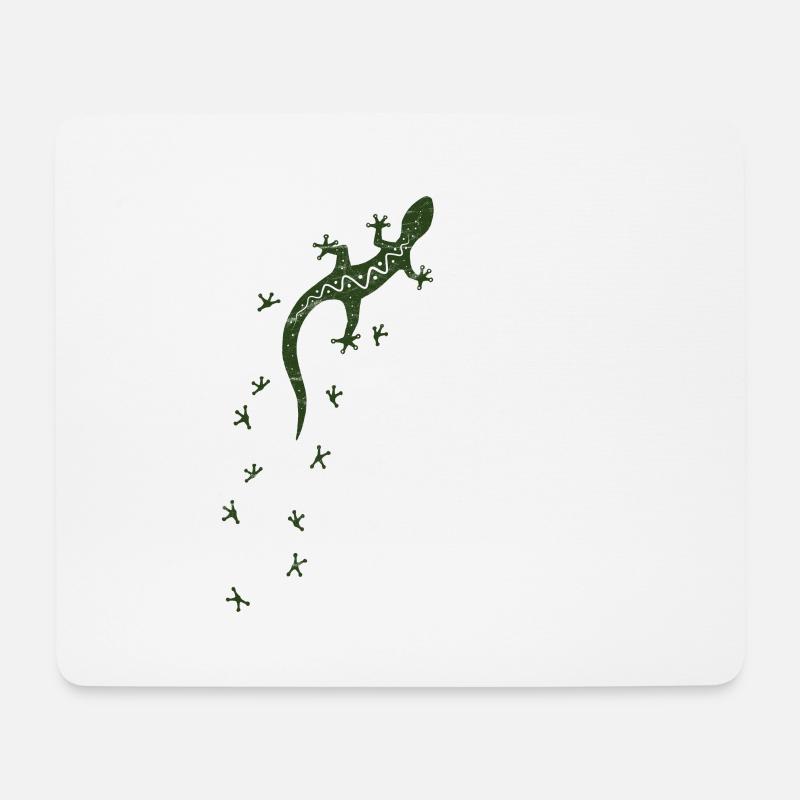 Retro Tribal Gecko mit Spuren | Salamander Kunst - Mousepad (Querformat) - Weiß