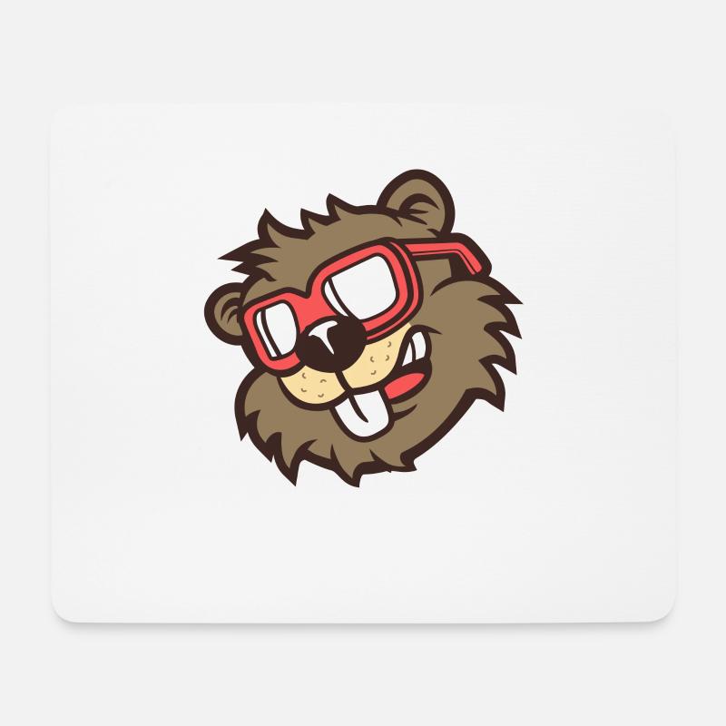 Biber Kopf - Mousepad (Querformat) - Weiß