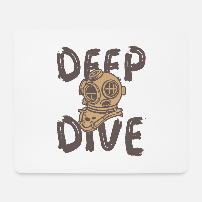 Deep Dive Taucherhelm - Mousepad (Querformat) - Weiß