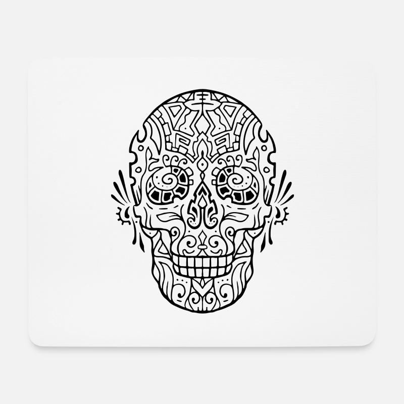 Totenkopf Mandala - Mousepad (Querformat) - Weiß