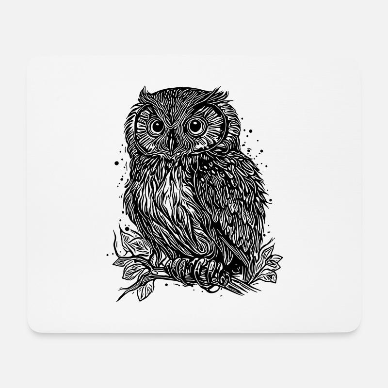 Wald Eule Natur Motiv für Eule Liebhaber - Mousepad (Querformat) - Weiß