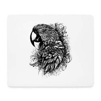 Perroquet Vintage Portrait d’oiseau Dessin - Tapis de souris (format paysage) - blanc - Devant