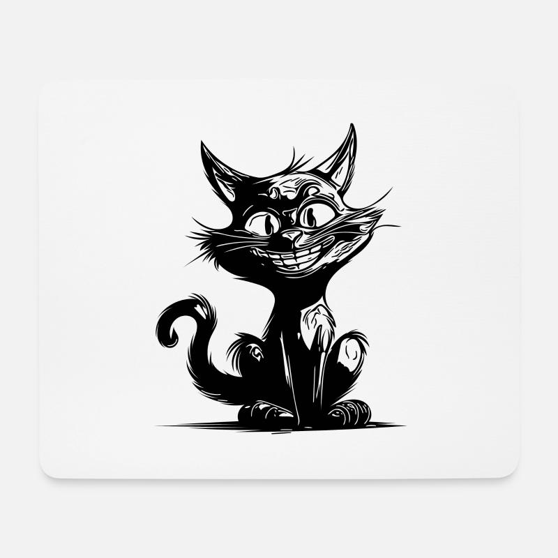 Freche Haustier Katze grinsender Kater Hauskatze - Mousepad (Querformat) - Weiß