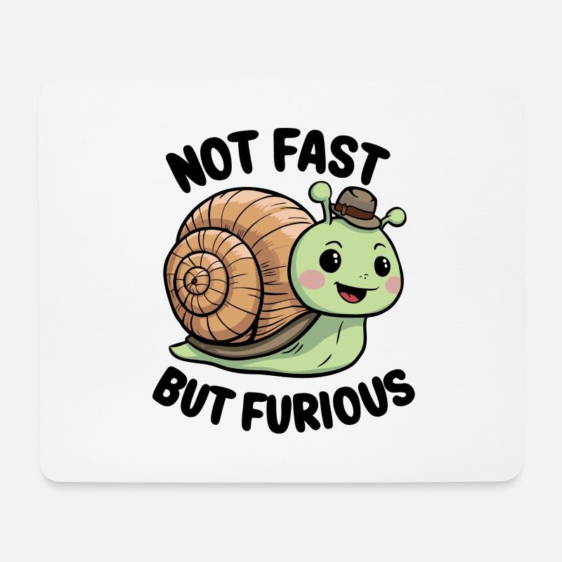 Lustige Weinbergschnecke lustiger Schneckenspruch - Mousepad (Querformat) - Weiß