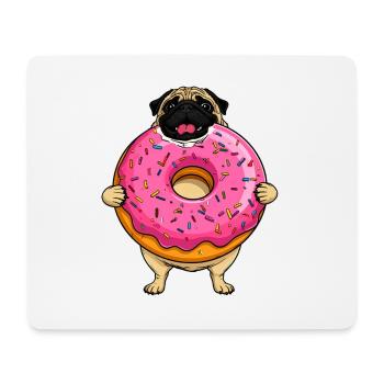 Donut Pug Dog in Pink Frosting - Mouse Pad (horizontal) - white - Front