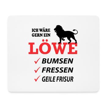 Löwe Geil Fressen Sprüche Lustig Geile Frisur - Mousepad (Querformat) - Weiß - Vorne
