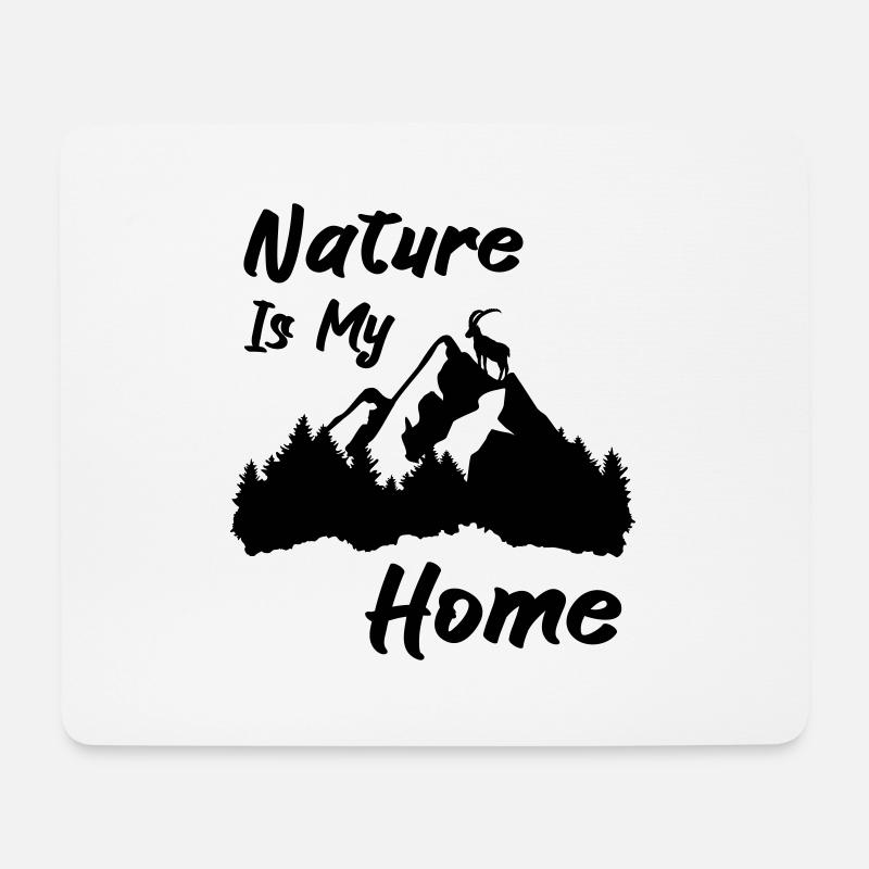 Berge, Wald und Steinbock - Mousepad (Querformat) - Weiß