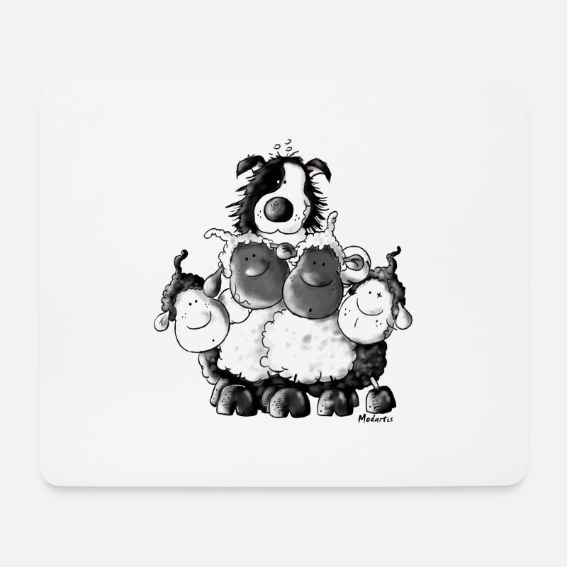 Border Collie und Schafe - Hütehund - Mousepad (Querformat) - Weiß