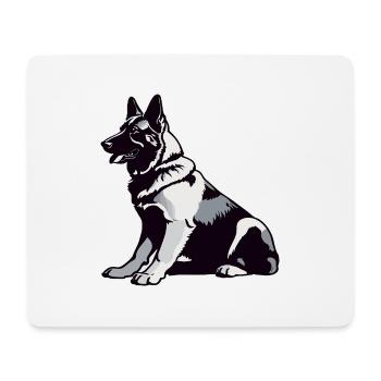 Berger allemand assis - Autocollant pour animaux de compagnie - Tapis de souris (format paysage) - blanc - Devant