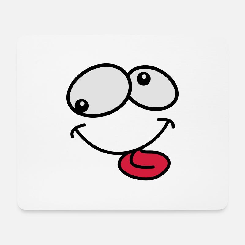 Dummes Verrücktes Grimasse Comic Cartoon Gesicht - Mousepad (Querformat) - Weiß