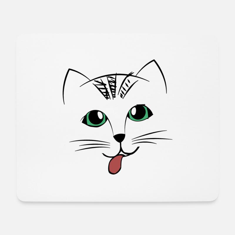 Süßes Katzengesicht mit Zunge - Mousepad (Querformat) - Weiß