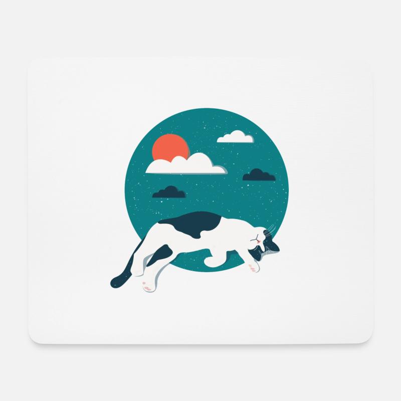 Süße Katze liegt vor Himmel Geschenk Idee - Mousepad (Querformat) - Weiß