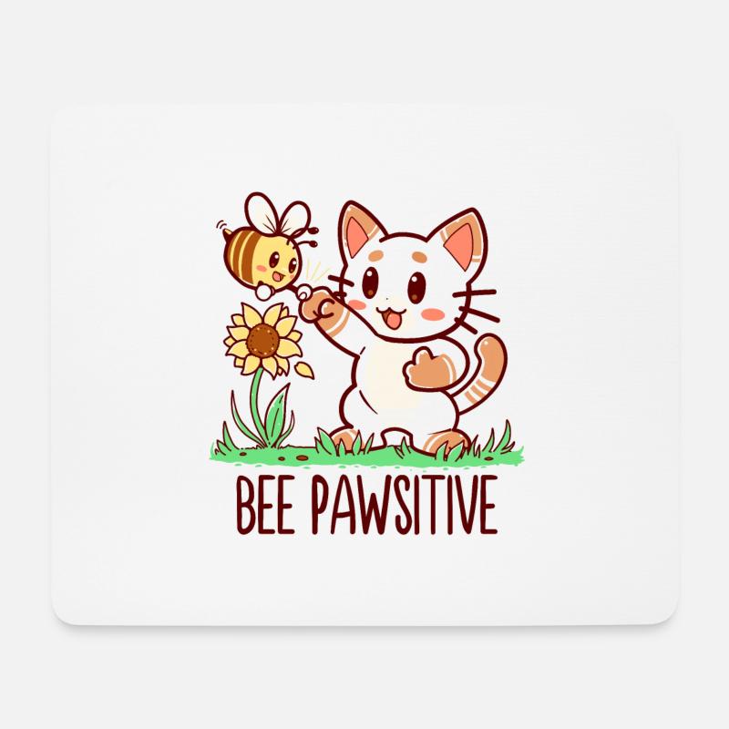 Biene Pawsitive - Mousepad (Querformat) - Weiß