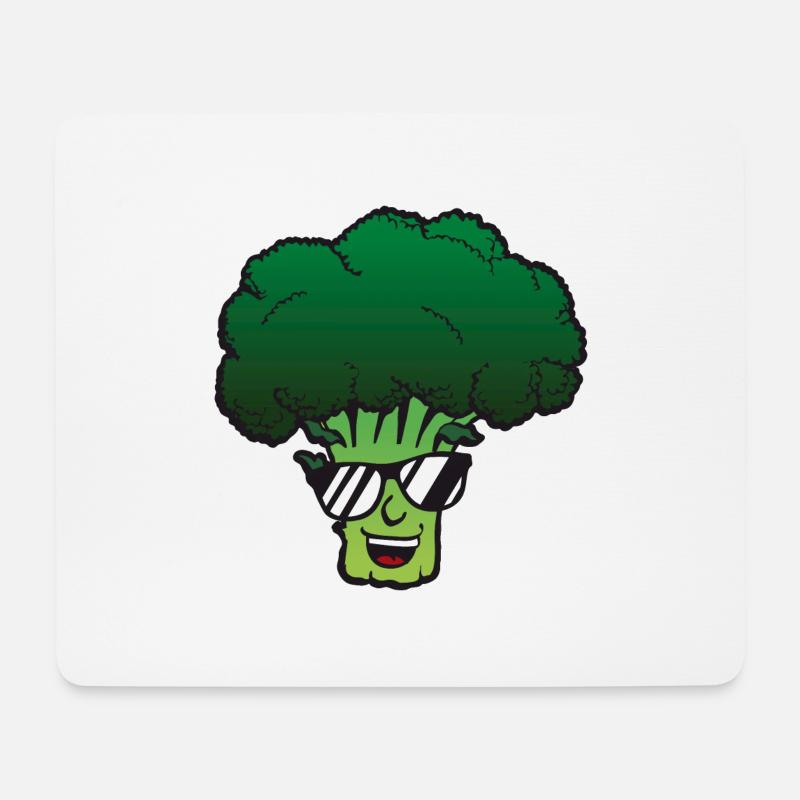 Broccoli mit Sonnenbrille - Mousepad (Querformat) - Weiß