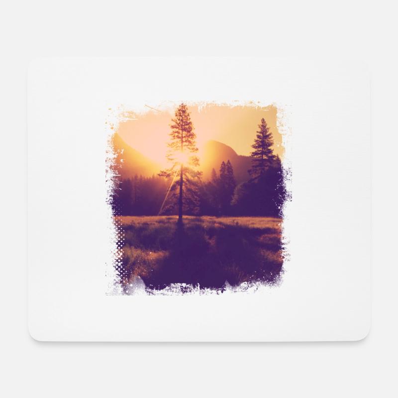 Baum Lichtung Sonnenschein - Mousepad (Querformat) - Weiß