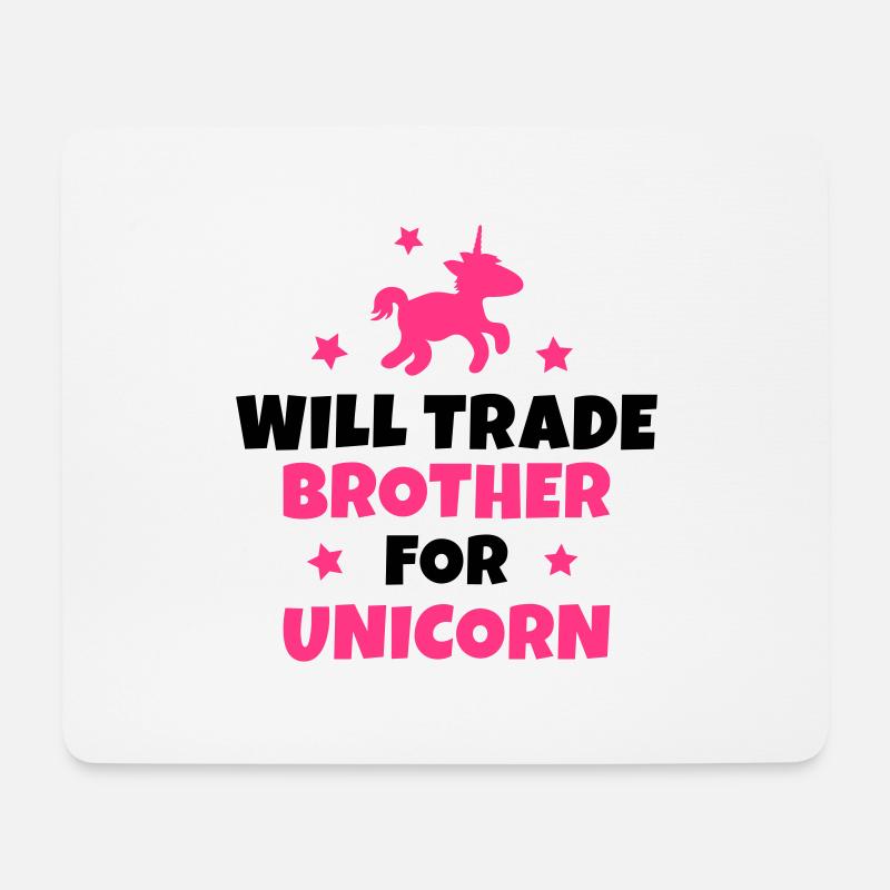 Will trade brother for unicorn - Mouse Pad (horizontal) - white