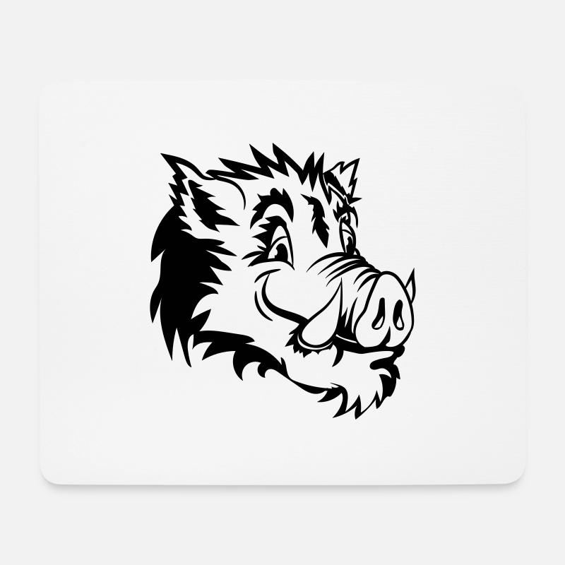 wildschwein kopf lustig - Mousepad (Querformat) - Weiß