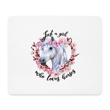 JUST A GIRL Love Horses - Mousepad (Querformat) - Weiß - Vorne