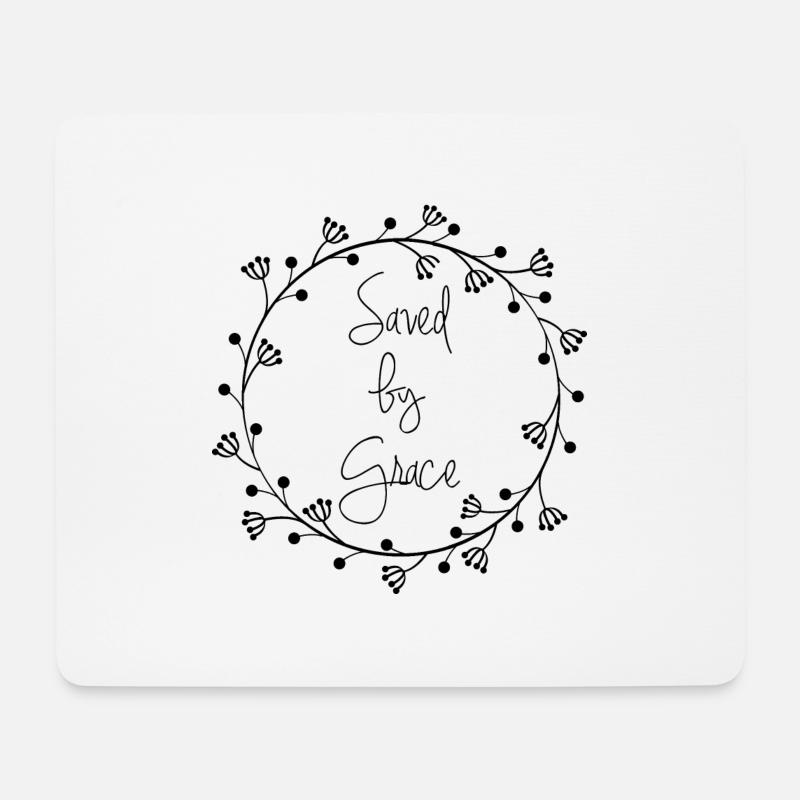 Saved by Grace mit Kranz - Mousepad (Querformat) - Weiß