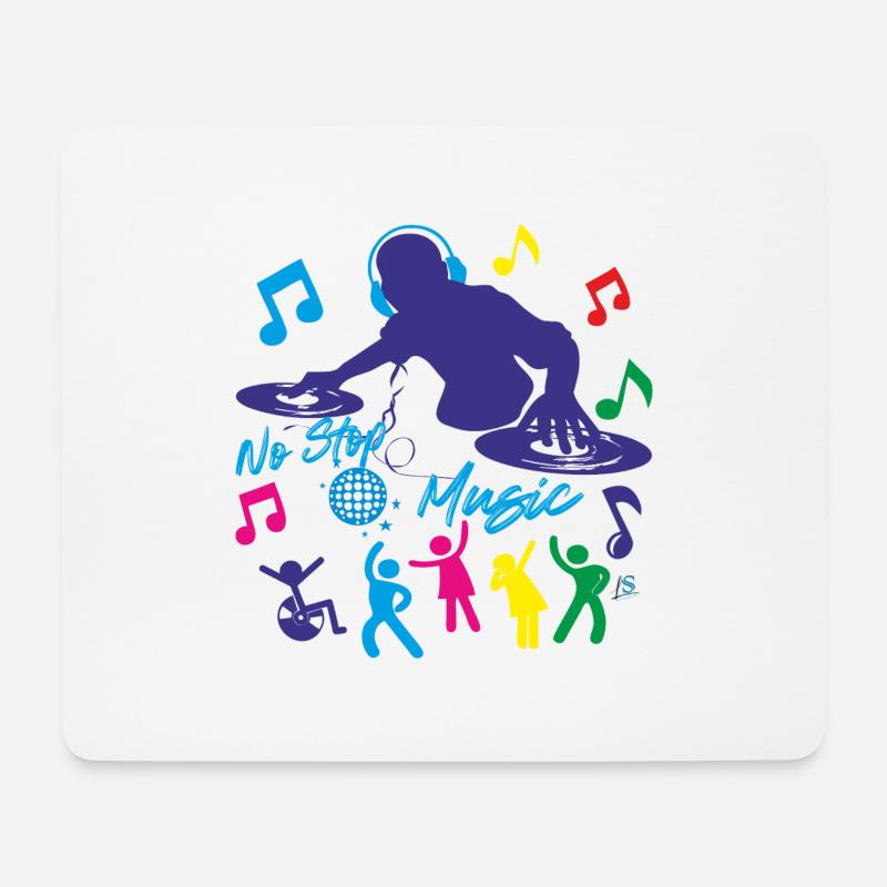 Deejay - Pas d’arrêt de musique - Tapis de souris (format paysage) - blanc