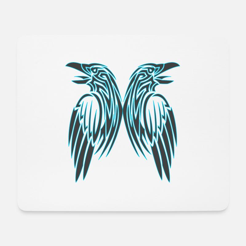 Hugin Munin gespiegelt - Mousepad (Querformat) - Weiß