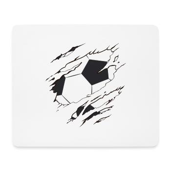 ballon de foot, pour les footeux tshirt déchiré - Tapis de souris (format paysage) - blanc - Devant