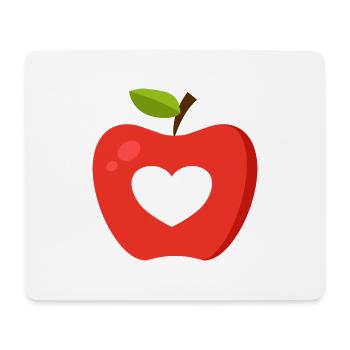 Roter Apfel mit Herz als Geschenkidee Motiv - Mousepad (Querformat) - Weiß - Vorne