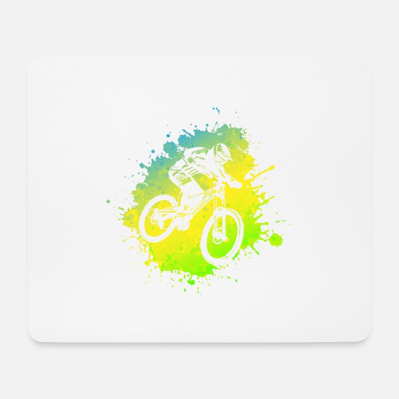 Mountainbike Downhill Mountainbiker Fahrradfahrer - Mousepad (Querformat) - Weiß