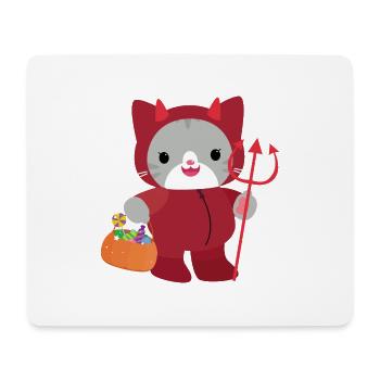 Chat d’Halloween Diable Rouge. Kawai - Tapis de souris (format paysage) - blanc - Devant