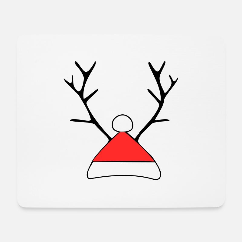 Weihnachtsmütze mit Geweih - Mousepad (Querformat) - Weiß