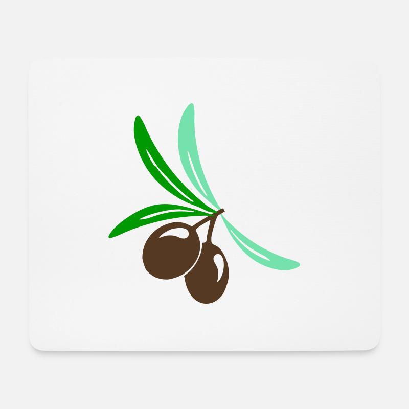 Olive 2 Zweig Blatt Olivenöl - Mousepad (Querformat) - Weiß