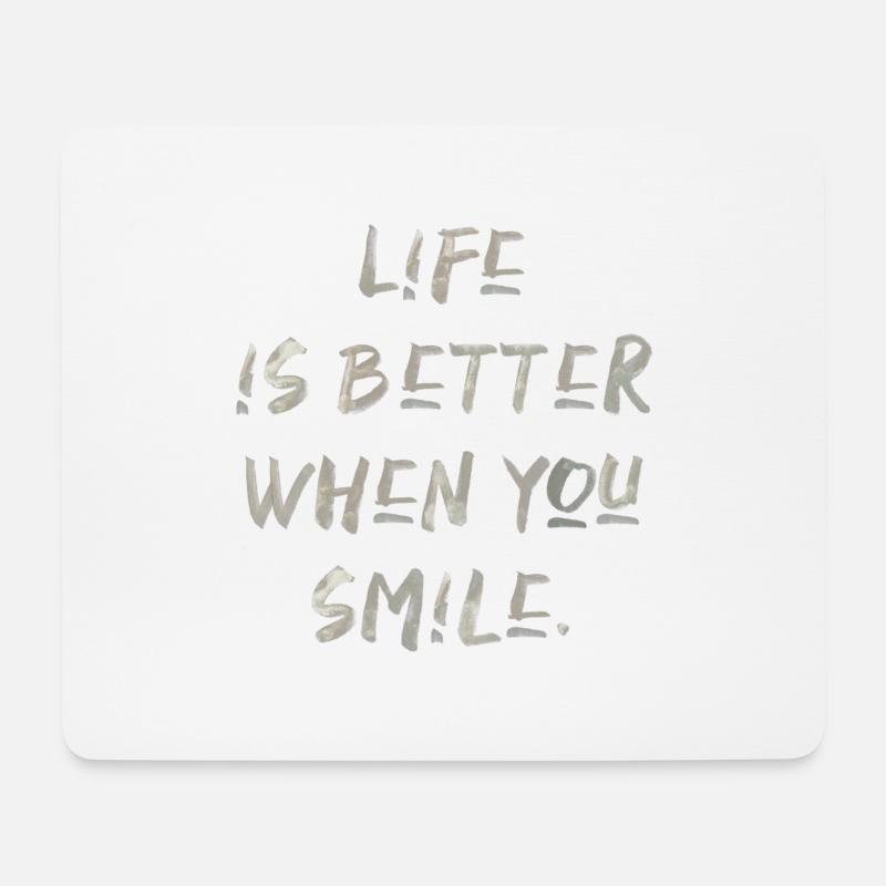 life is better smile Englisch lustiger Spruch - Mousepad (Querformat) - Weiß