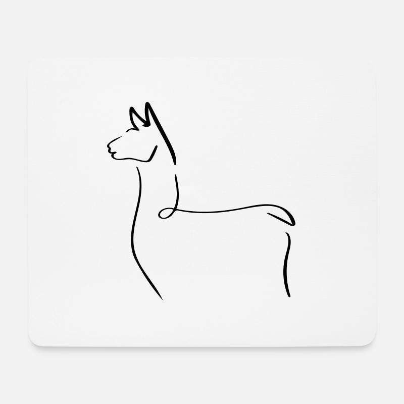 Alpaka Line Art - Minimalistisch - Mousepad (Querformat) - Weiß