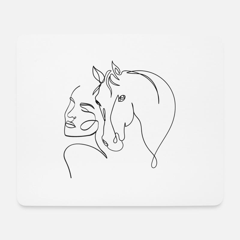 Pferde Mädchen - Mousepad (Querformat) - Weiß