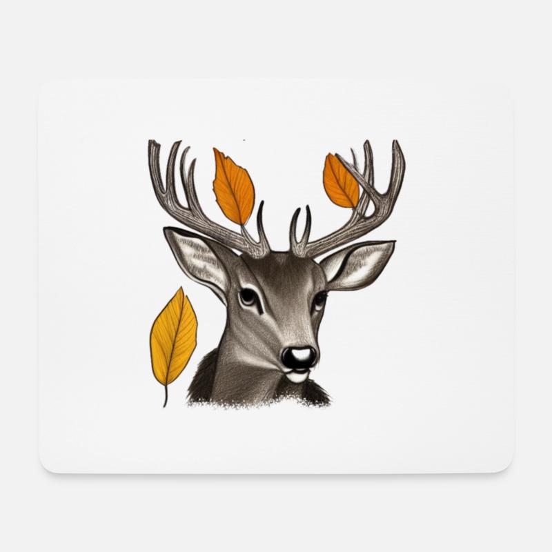 Hirschkopf im Herbst Hirsch Geweih Bock Reh Kitz 4 - Mousepad (Querformat) - Weiß