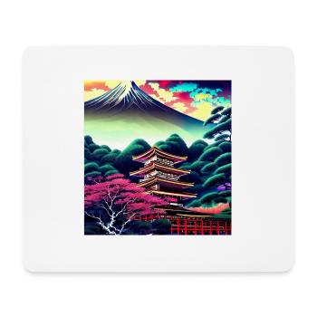 Japanese Anime Style Image in Ukiyo-e Style - Mouse Pad (horizontal) - white - Front