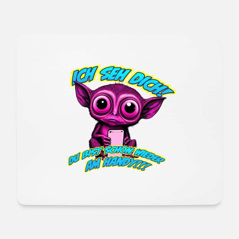 Ich seh dich! Du bist schon wieder am Handy!!! - Mousepad (Querformat) - Weiß