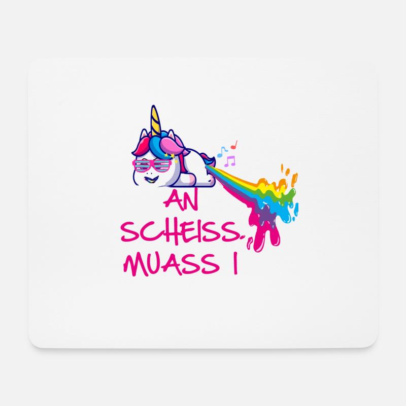 An scheiss muass i,einhorn, bayrisch, spruch - Mousepad (Querformat) - Weiß