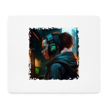 Artwork Illustration Punk in der High Tech Zukunft - Mousepad (Querformat) - Weiß - Vorne