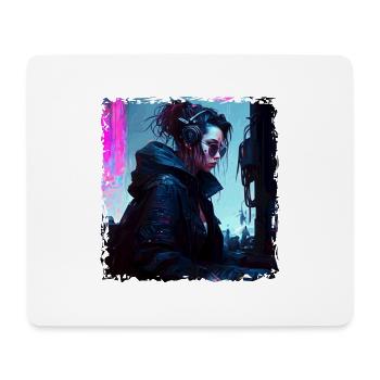 Eine weibliche Soldatin der Zukunft im Untergrund - Mousepad (Querformat) - Weiß - Vorne