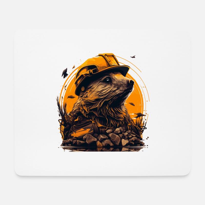 Bieber as master builder with yellow safety helmet - Mouse Pad (horizontal) - white