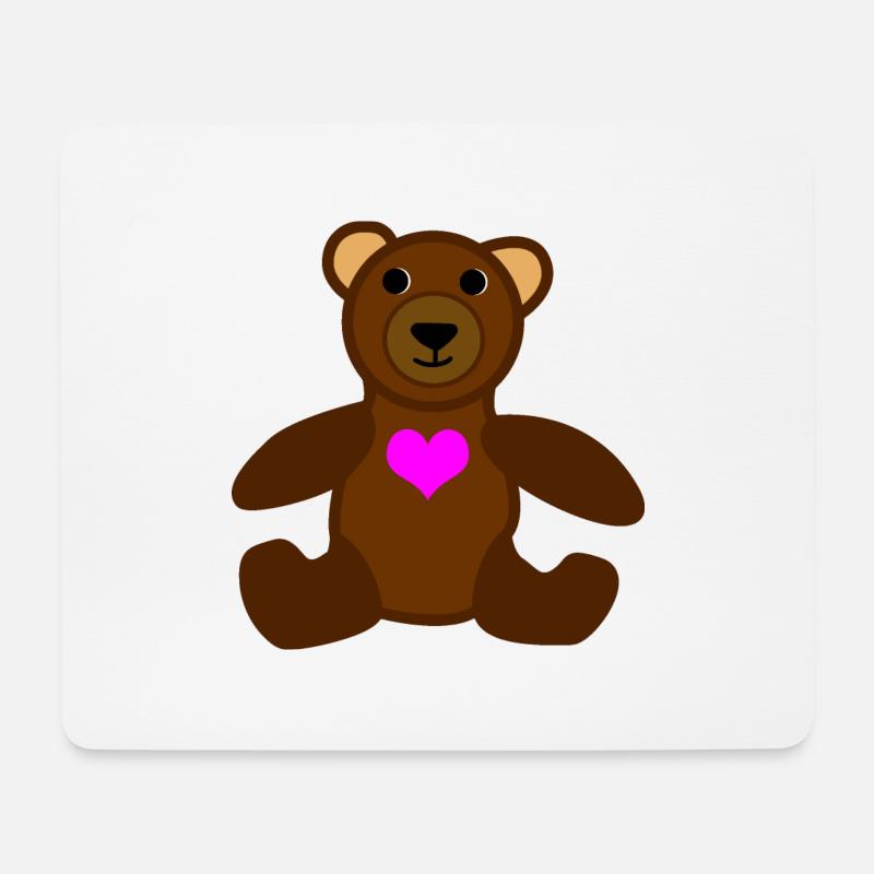 Bear with a pink heart - Mouse Pad (horizontal) - white