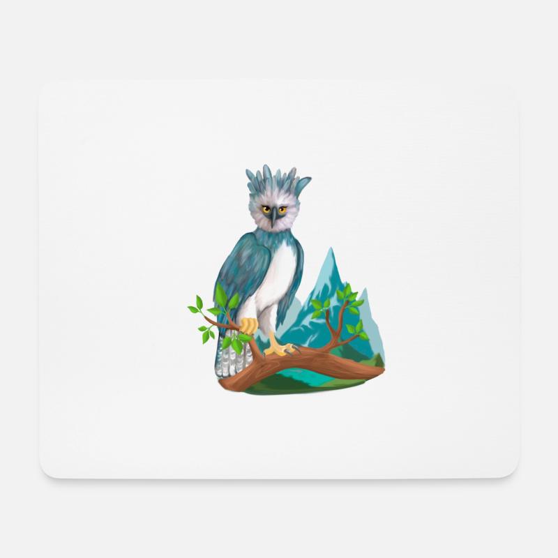 Harpyie Vogel auf Ast - Mousepad (Querformat) - Weiß
