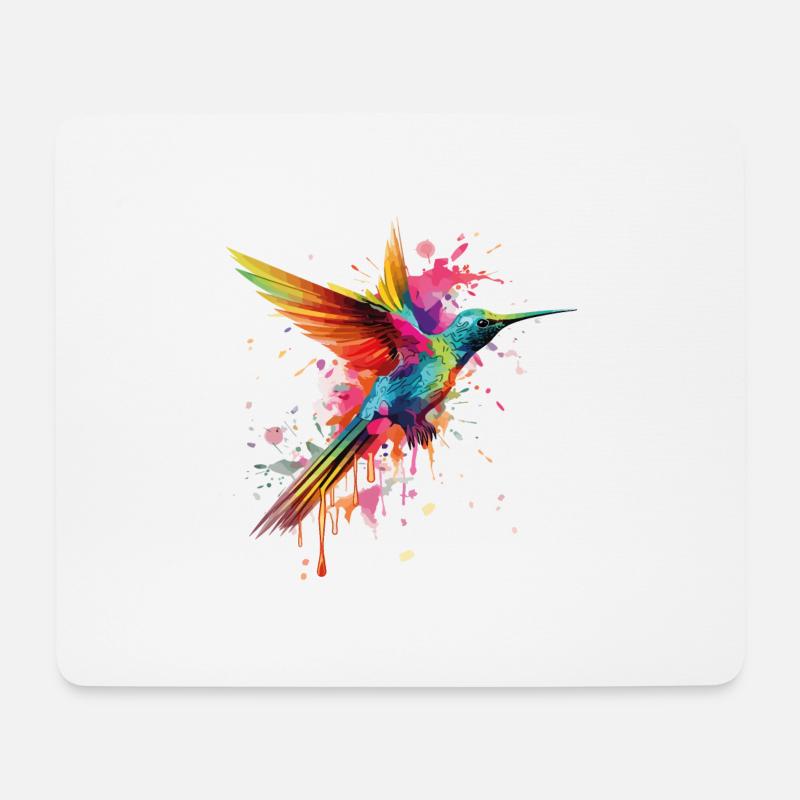 Kolibri Vogel Tier Kunst Aquarell Splash Bunt - Mousepad (Querformat) - Weiß