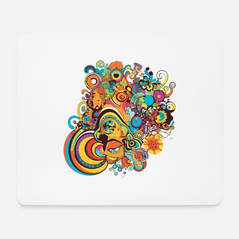 Psychedelische Motive der 70er Jahre - Mousepad (Querformat) - Weiß